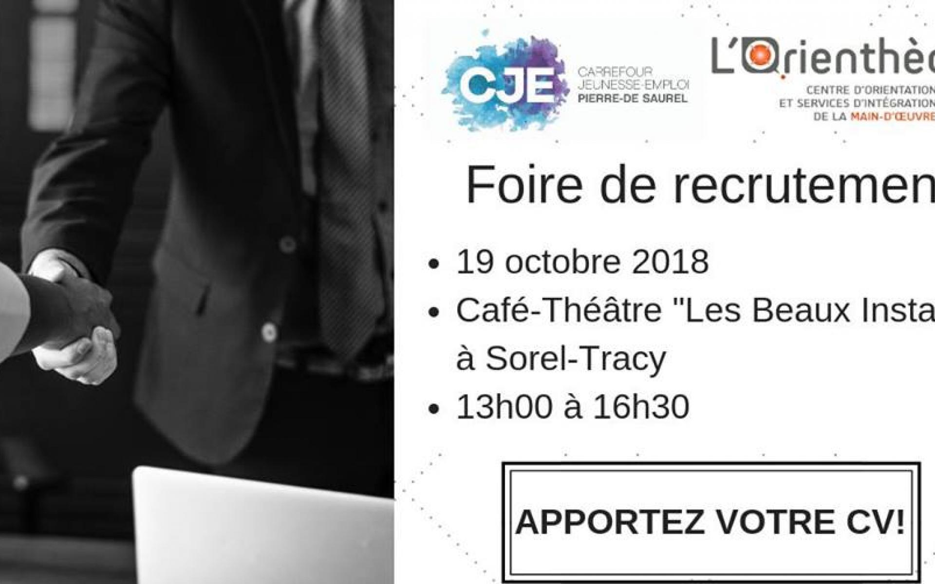 Une Foire De Recrutement A Ne Pas Manquer Carrefour Jeunesse Emploi Pierre De Saurel Orientation Carriere Sorel Tracy